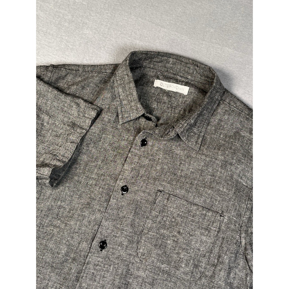 Outerknown Beachcomber button shirt short sleeve Hemp/Tencel Gray Med Surf EUC